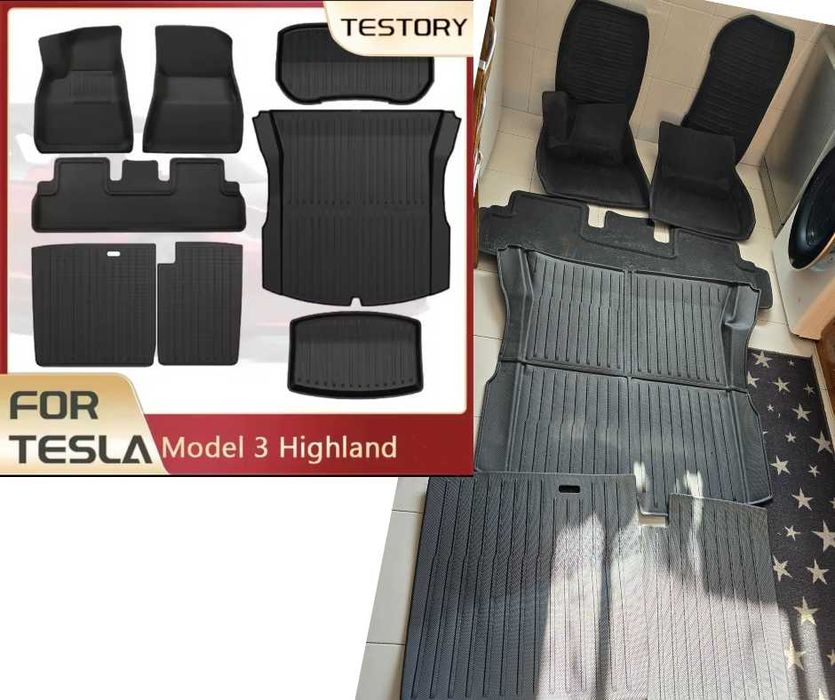 Tapetes impermeáveis + Proteção Tesla Modelo 3 (Highland) - 9 Peças