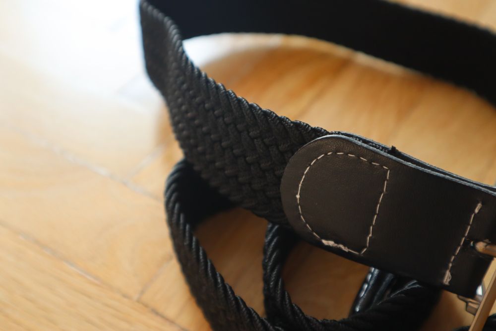 Pasek pleciony czarny 105 cm