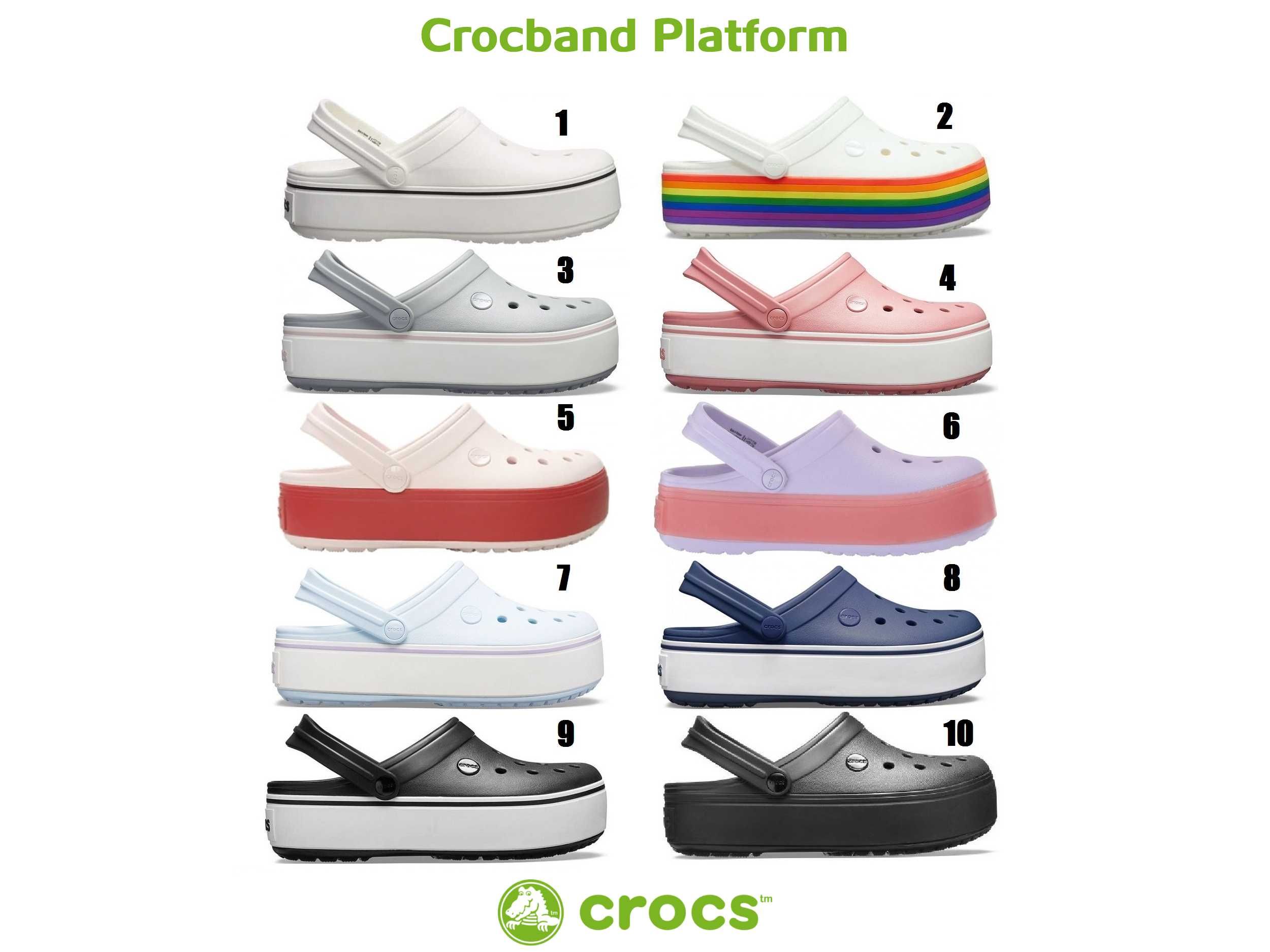 Женские кроксы сабо Crocs Crocband platform обувь на высокой платформе