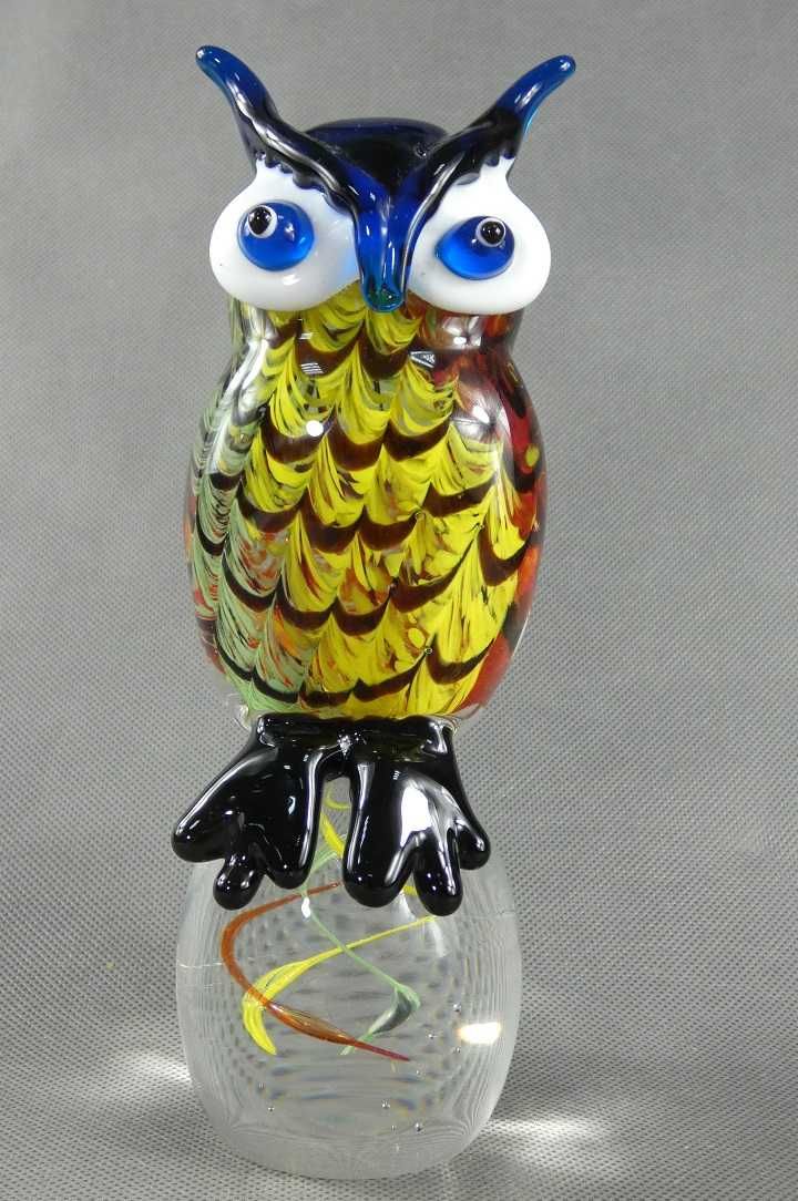 Figura SOWA sówka szkło MURANO figurka puchacz 22 cm 1,5 kg