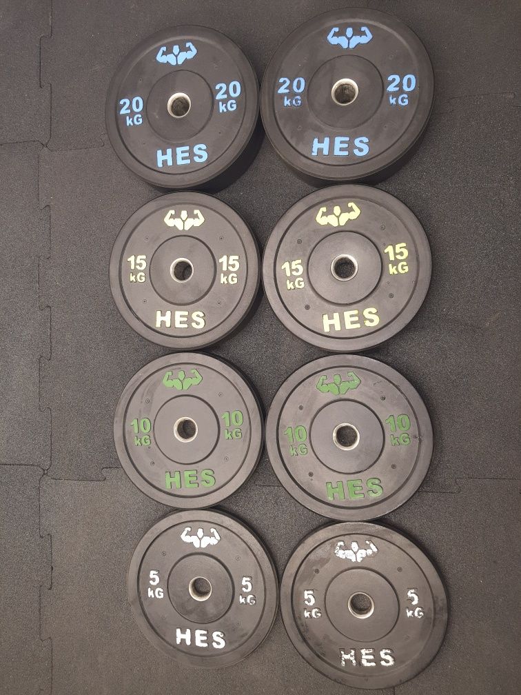 OBCIĄŻENIE OLIMPIJSKIE HES  Bumper - 210 KG - fi 51 mm + 2 x wieszaki