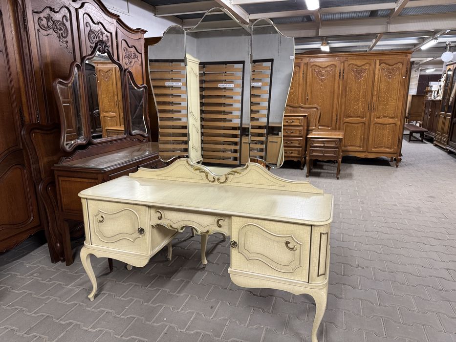 Sypialnia ludwikowska szafa łóżko toaletka meble do sypialni ecru