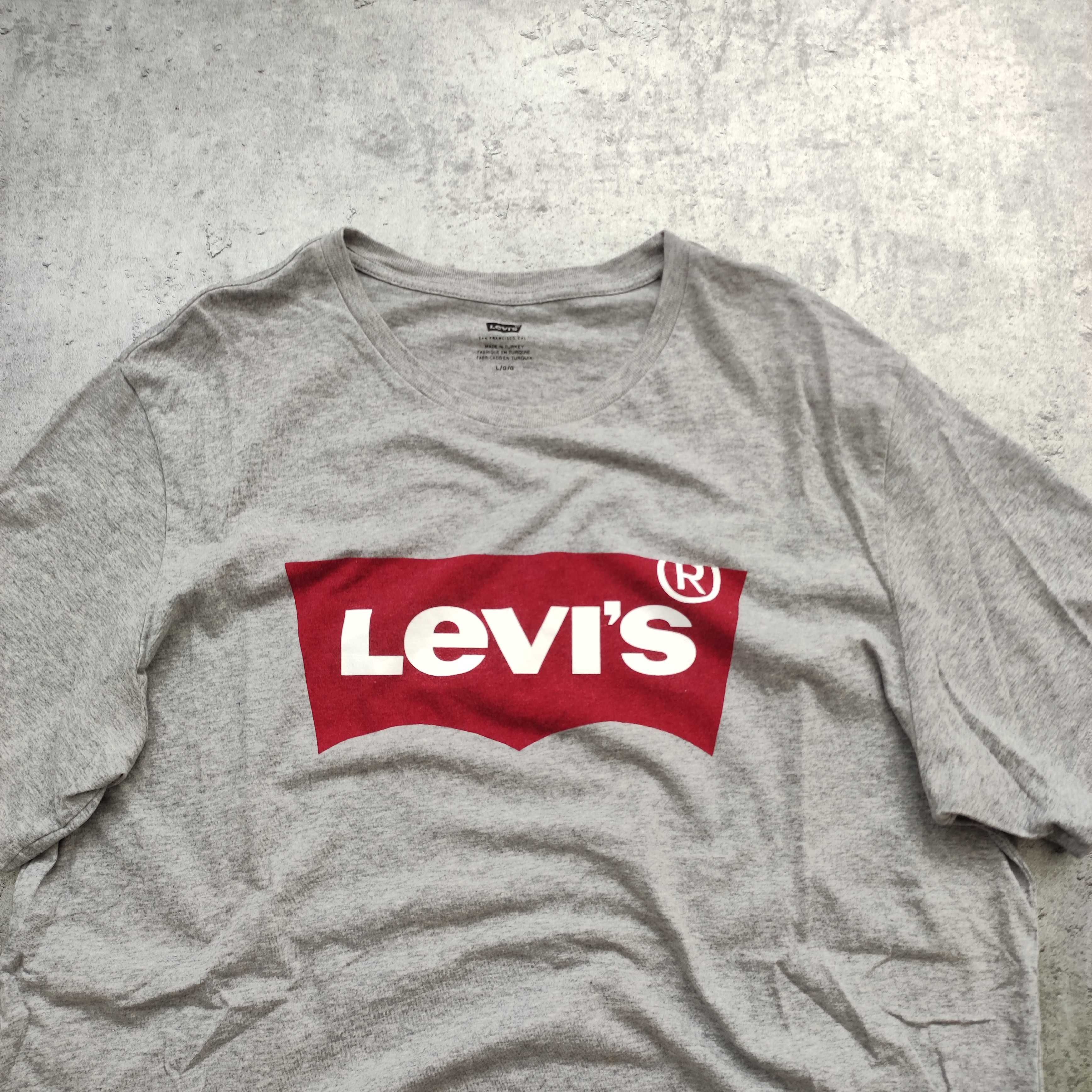 MĘSKA Koszulka Szara Levis Duże Logo PREMIUM Bawełna Elegancka