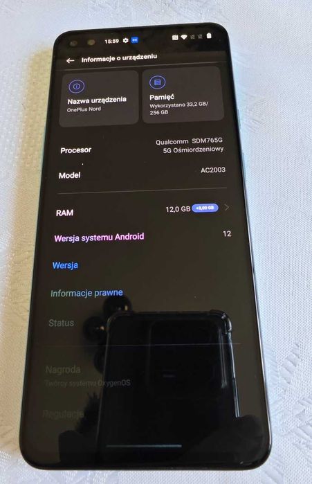 Telefon Oneplus Nord 5G 12GB 256GB ładny stan, wada ekranu