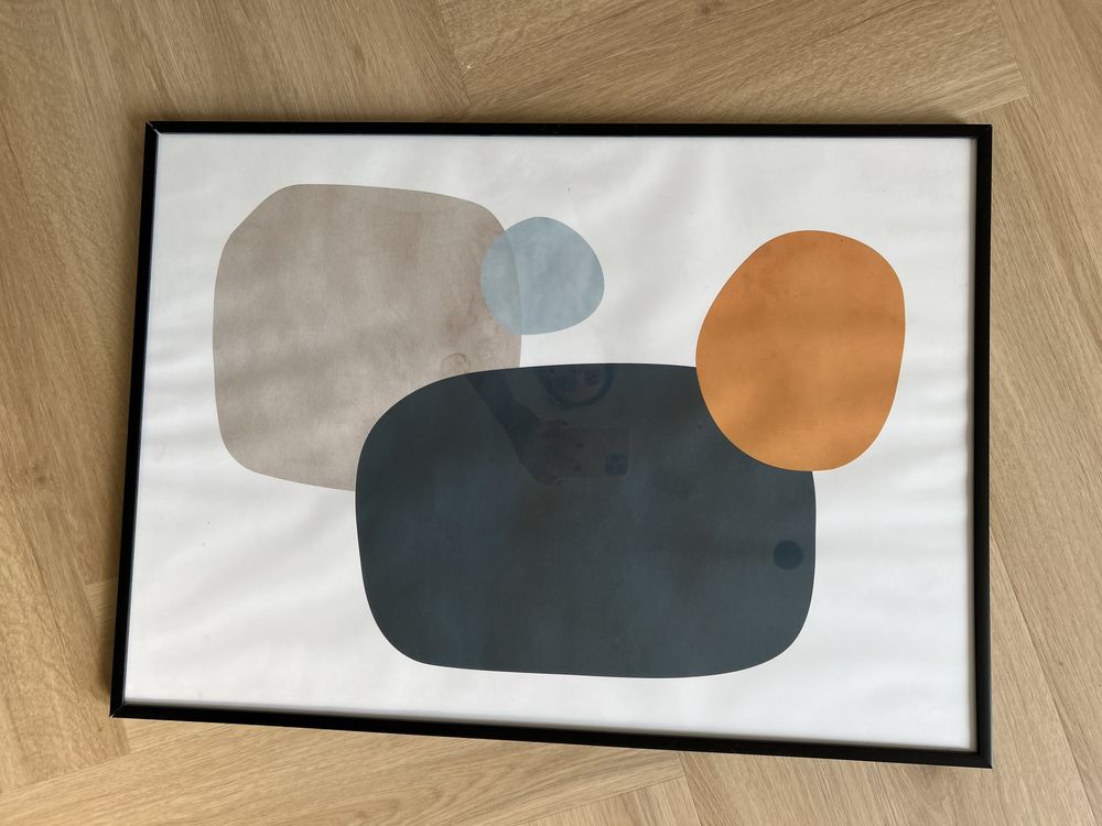 DESENIO geometeic plakat obraz abstract musztardowo szary 50x60 xl