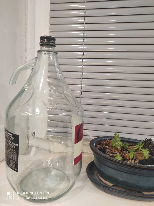 скляний бутель 5 літрів з ручкою