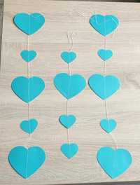 Serduszka błękitne girlanda serca miłość rocznica walentynki