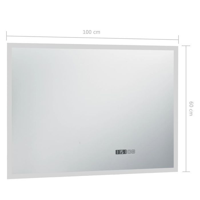 Lustro Łazienkowe LED 100x60 cm z Dotykowym Włącznikiem i Zegarem