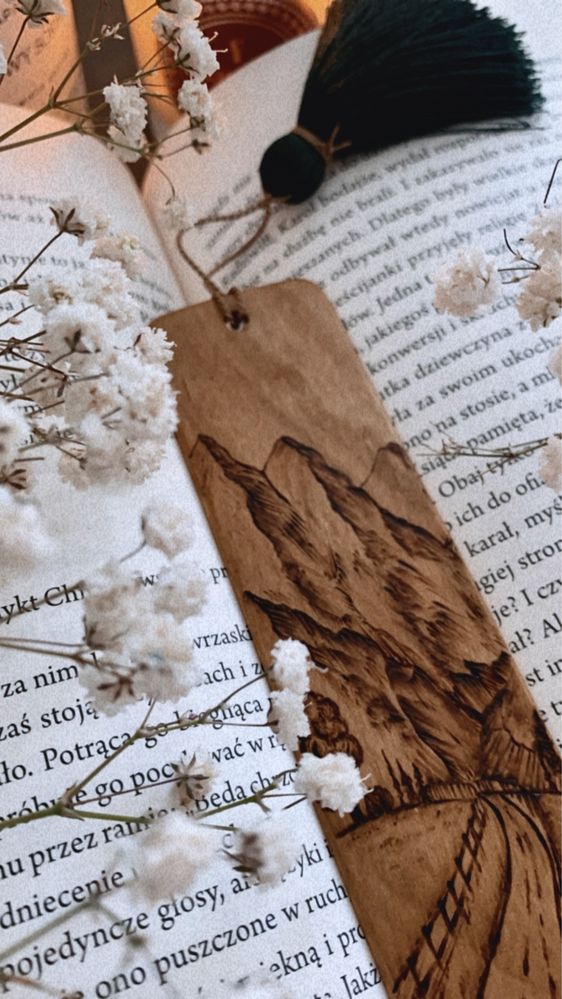 „Krajobraz górski” ręcznie wypalana zakładka do książki