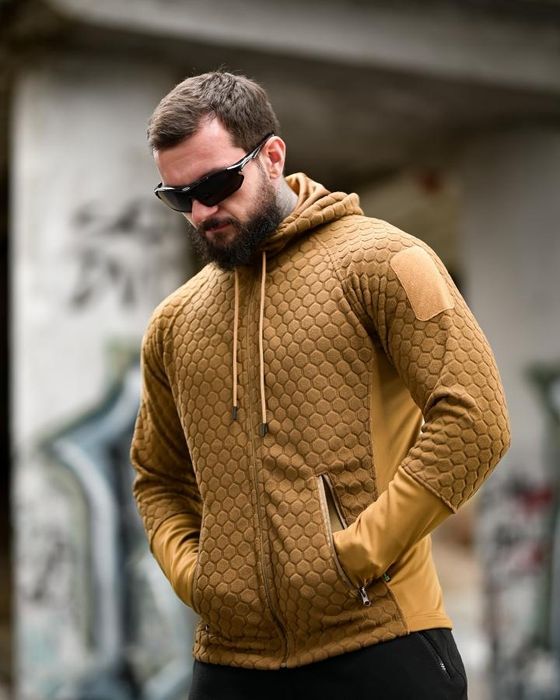 Тепла надійна чоловіча тактична флісова кофта Polar Tactical койот