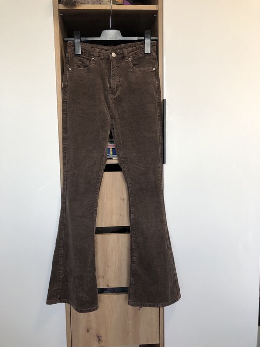 Гарні теплі вельветові штани кльош в кольорі шоколад від Shein