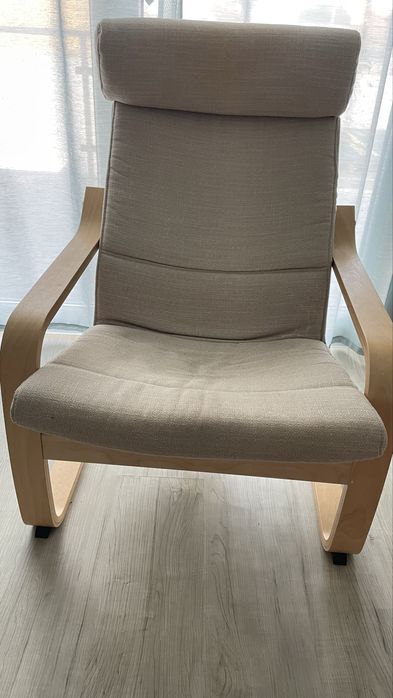 Cadeira poltrona quarto madeira bege ikea