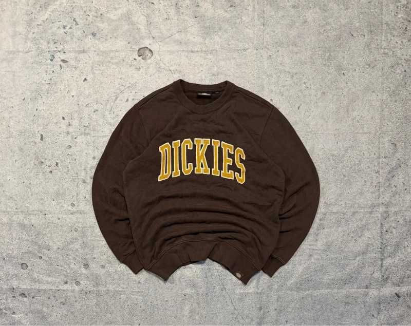 Brazowa bluza crewneck żółte front logo Dickies - Size S
