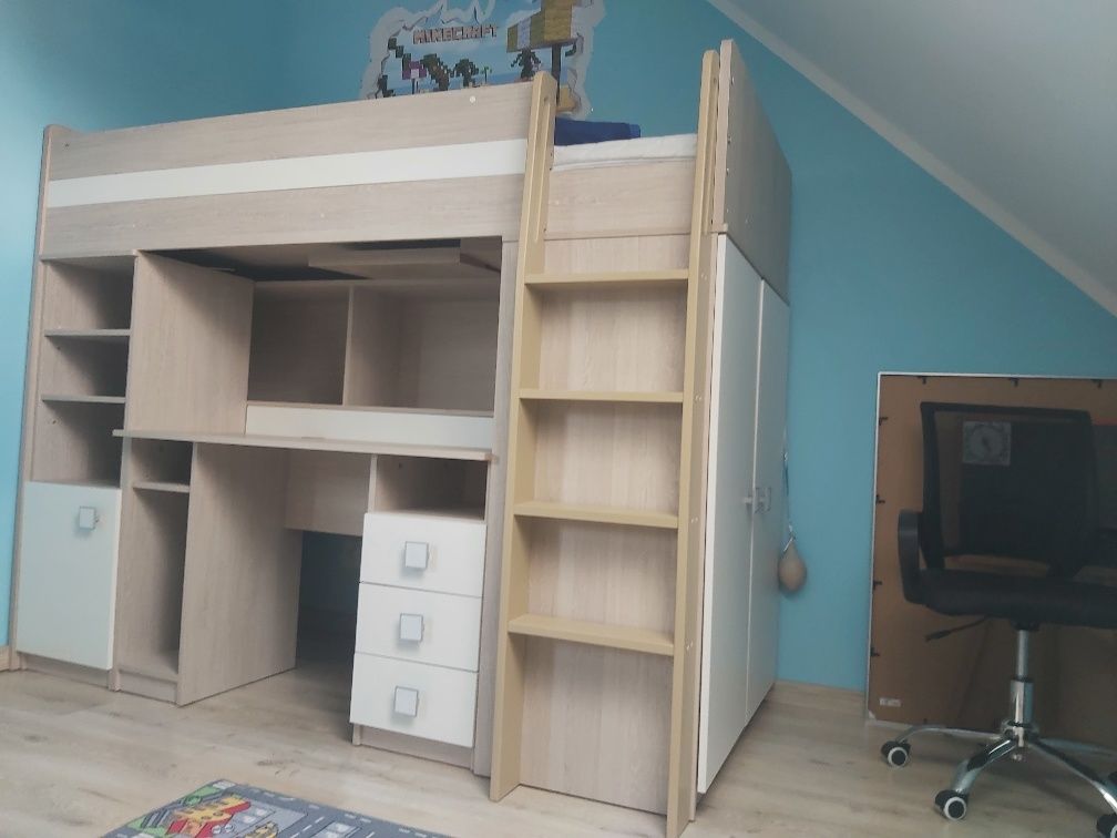 Łóżko z biurkiem piętrowe
