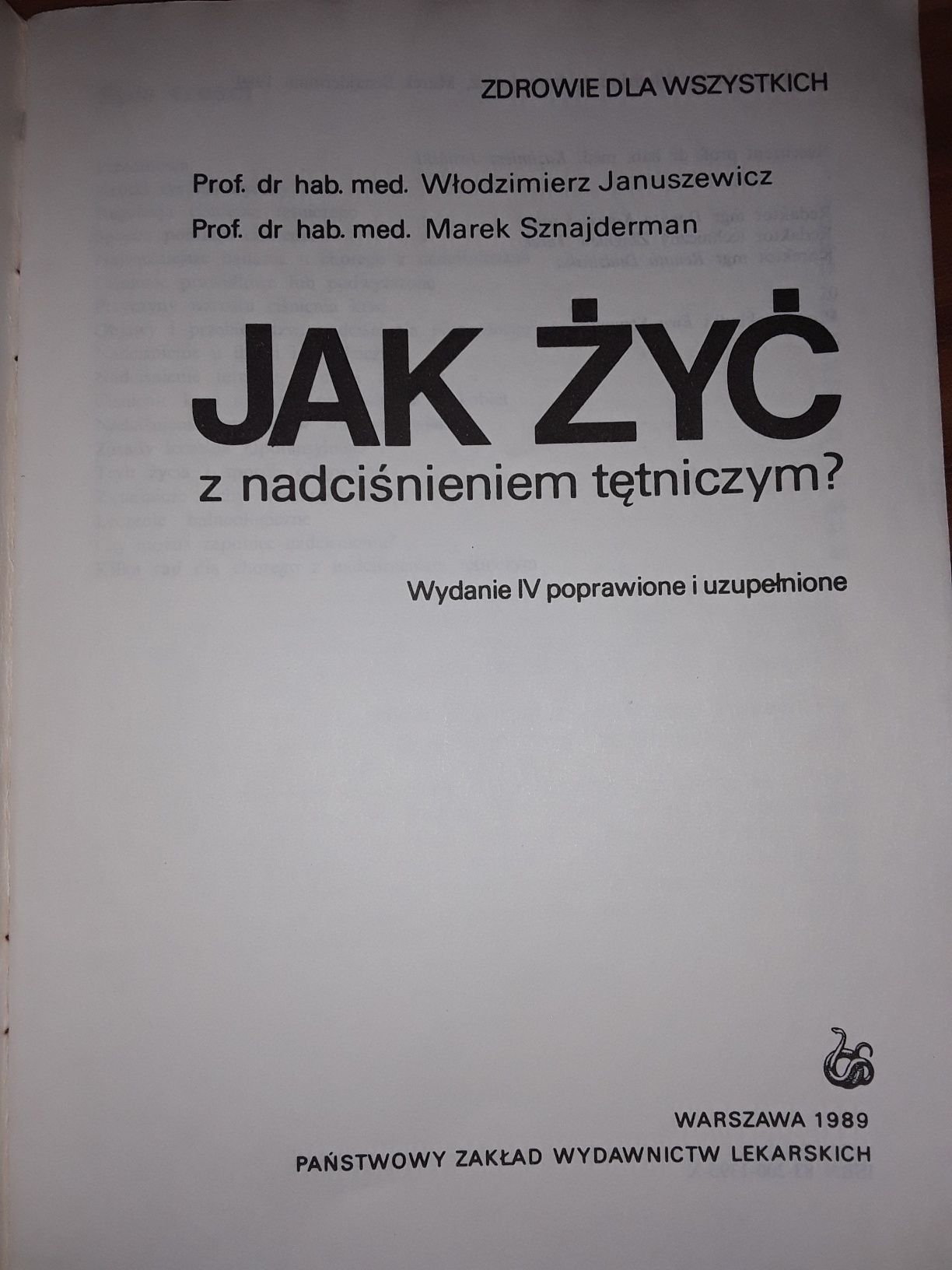 Jak żyć z nadciśnieniem tętniczym Januszewicz sznajderman