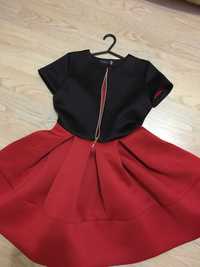 Червоно-чорна комбінована сукня