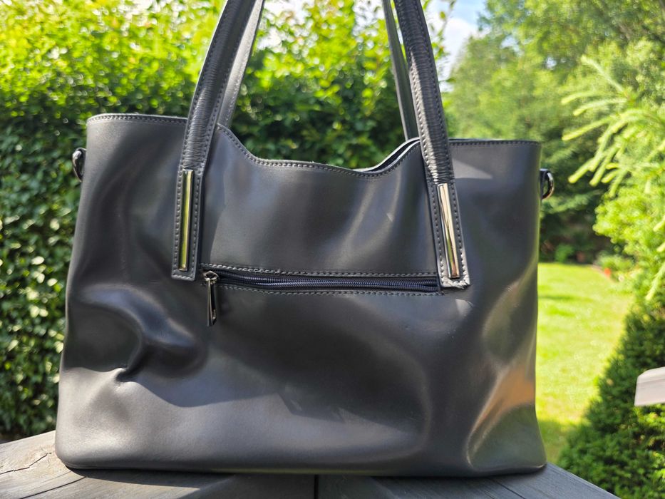 Szara torba ze skóry naturalnej