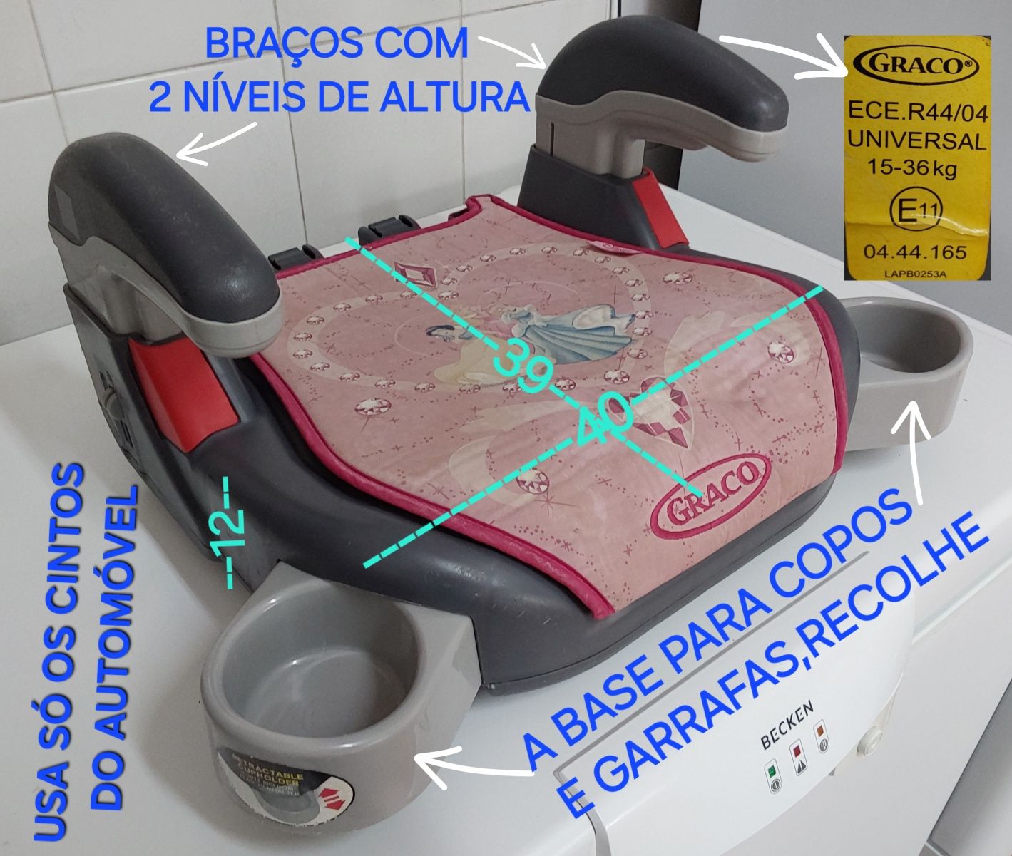 CADEIRA AUTO ELEVATÓRIA,CRIANÇA 15 a 36 kg.Automovel,Segurança,Viagem.