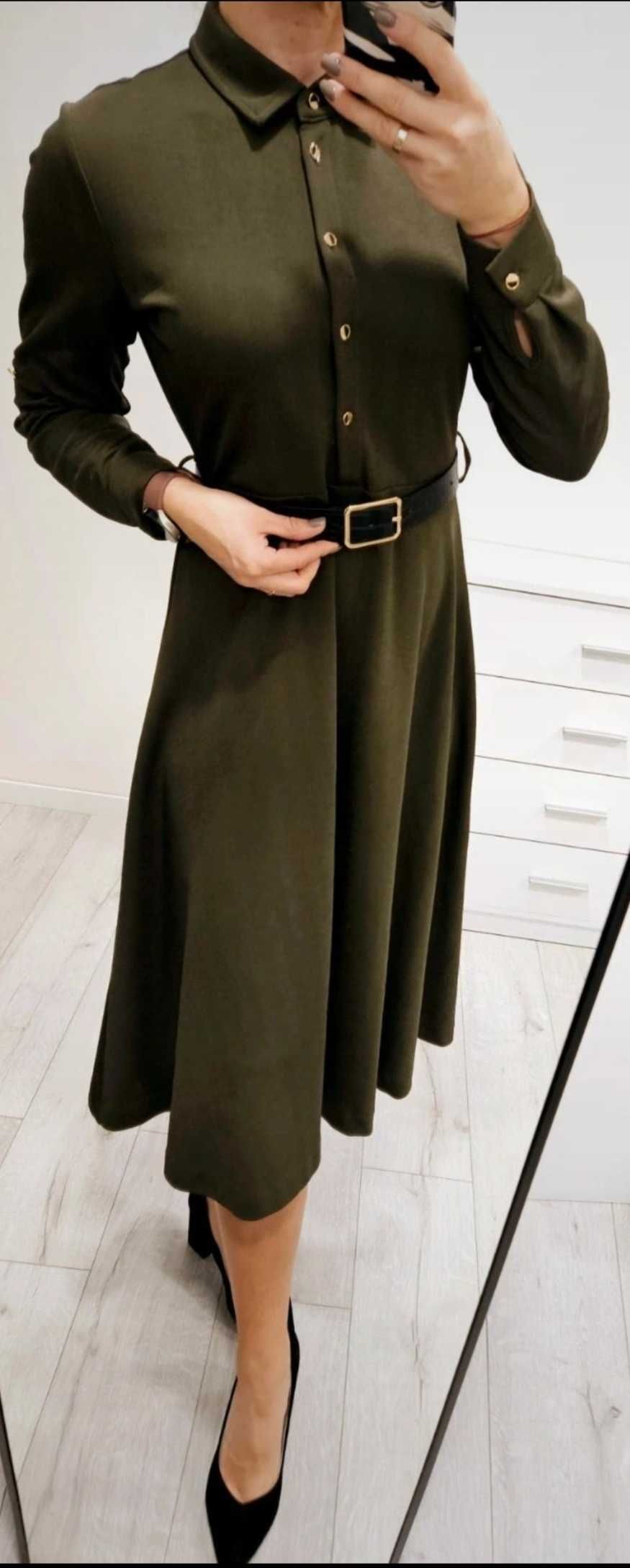 Reserved zielona sukienka MIDI M