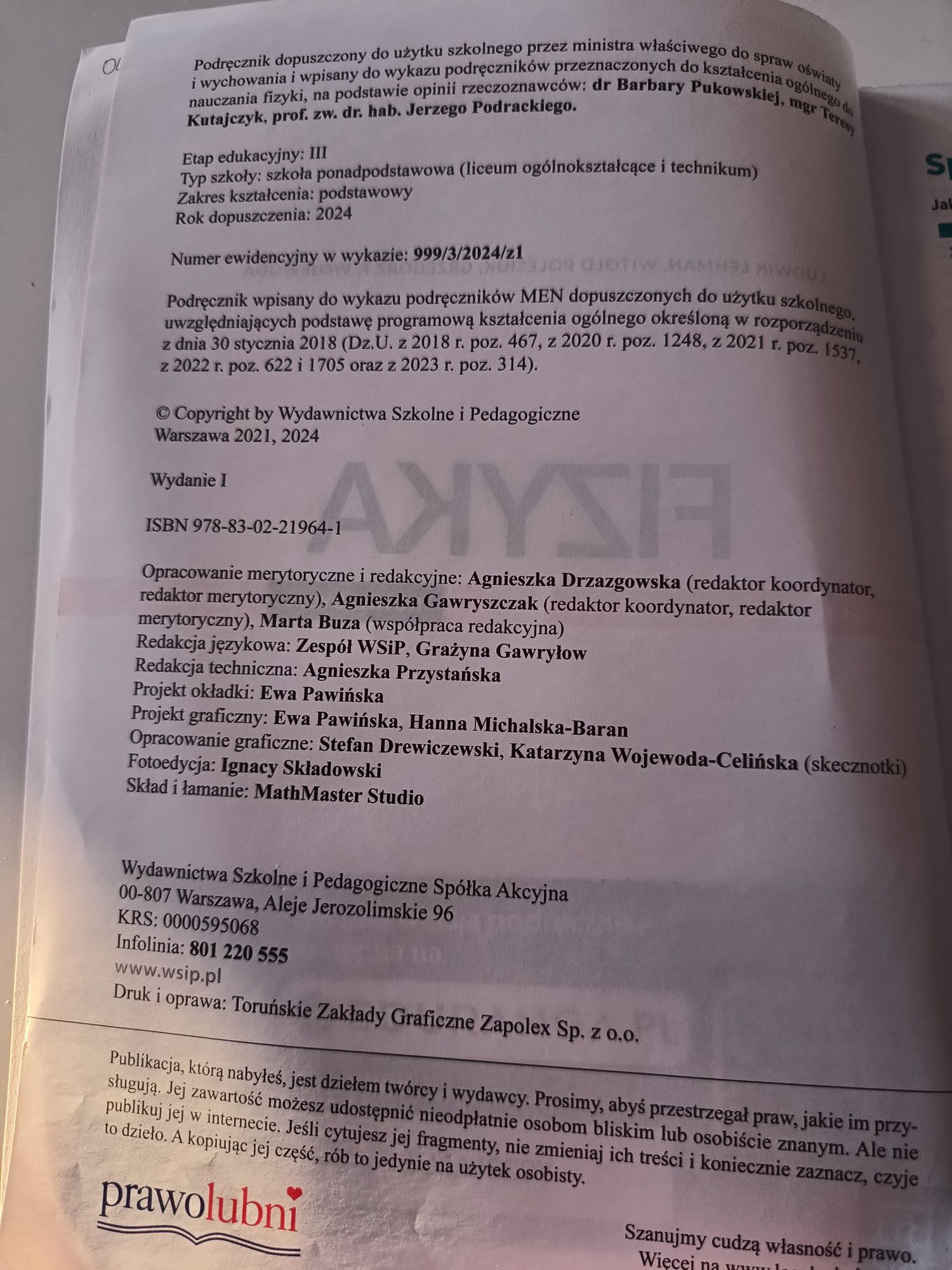 Podręcznik do Fizyki 3 Liceum i Technikum WSiP