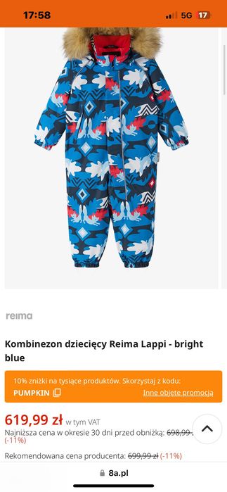 Reima Kombinezon  80 nowy zimowy Reimatec  Lappi, Uniseks