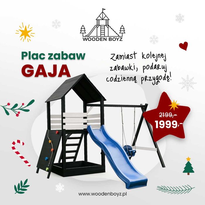 PROMOCJA - Plac zabaw - Gaja - Drewniany - Domek - Zjeżdżalnia