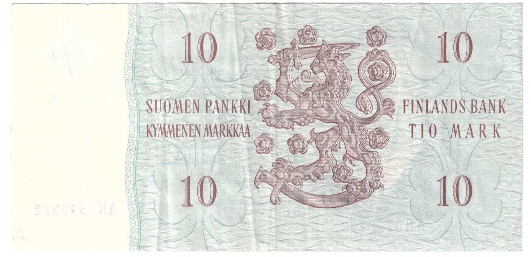 Finlandia, banknot 10 marek 1963 - st. 3