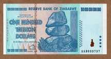 Zimbabwe banknot 100 trillion dollars