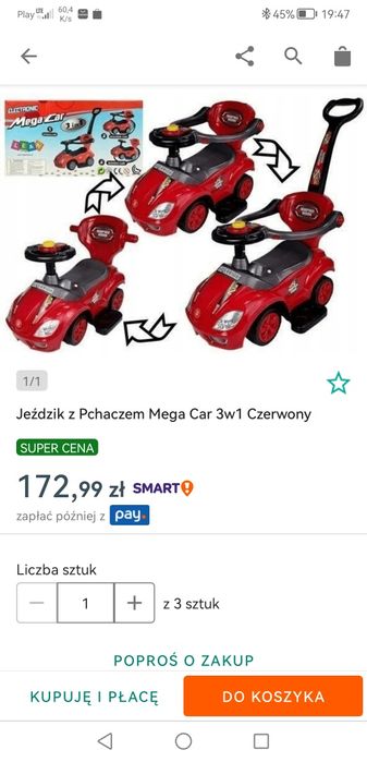 Autko jeździk pchacz dla dziecka  Quick Coupe