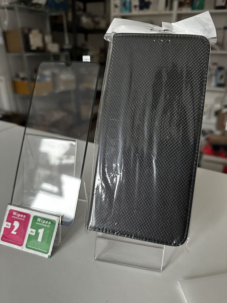 Szkło hartowane + etui zamykane czarne do XIAOMI REDMI 14C 4G