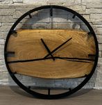 Zegar w stylu loft - dąb z czarną żywicą 50 cm