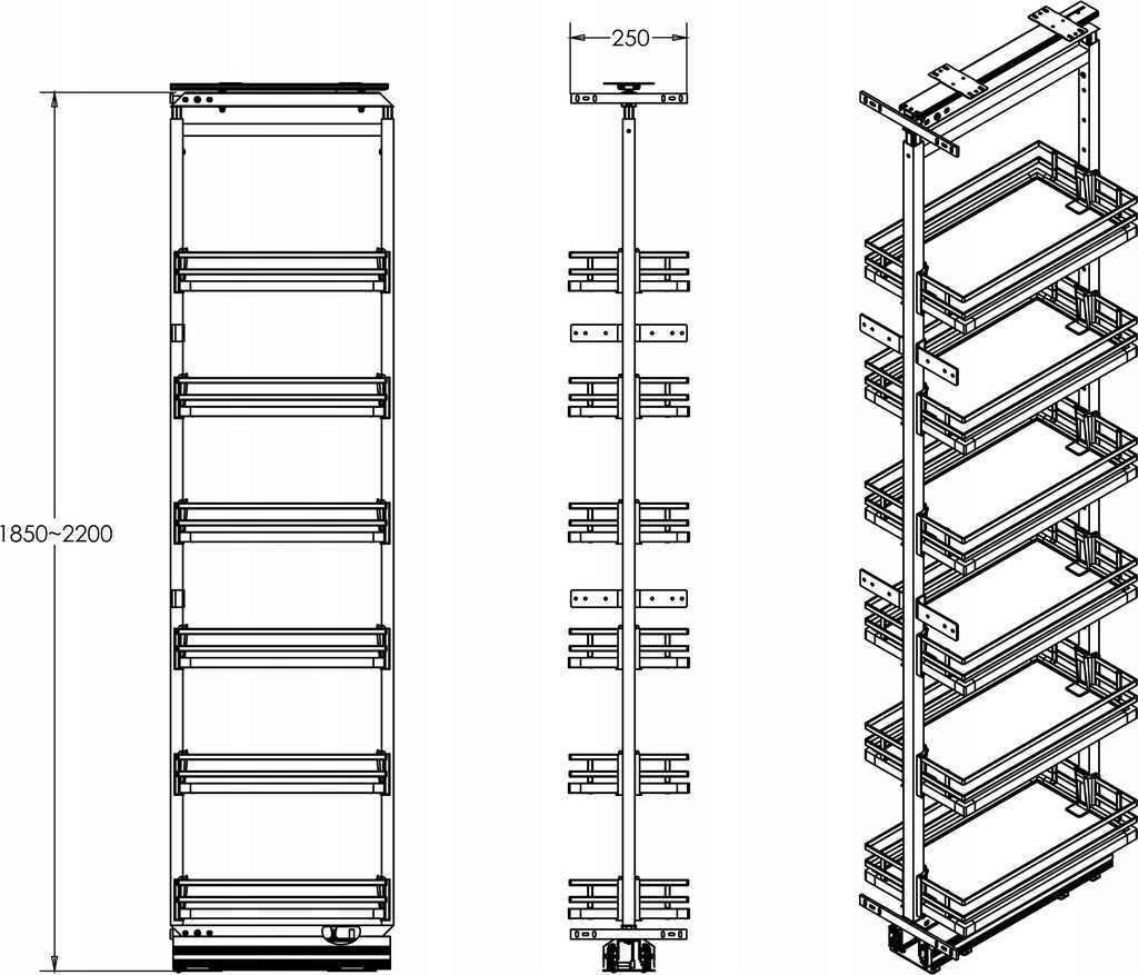 Kosz CARGO MAXI Cichy Domyk 300 MM - MKPTJ012D GRAFIT 185-220 CM AMIX