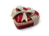 Wyjątkowe metalowe pudełeczko na biżuterię z kryształami - Serce - B07