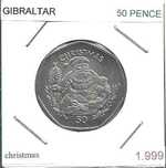 Gibraltar - - - 50 Pence - 1999 - - - Christmas - - - Moeda