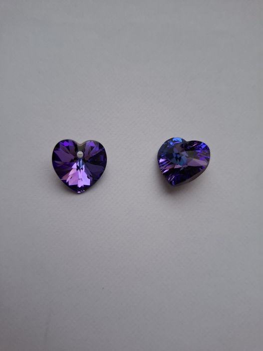 Swarovski Elements kryształki serduszka fioletowe do rękodzieła