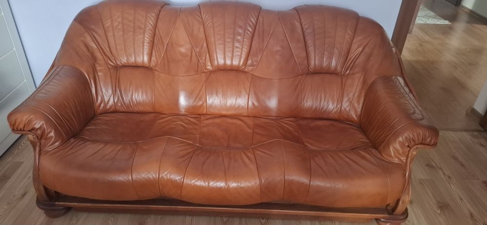 Sofa skóra brązowa