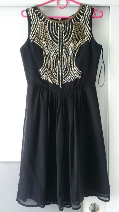 Sukienka szyfonowa Reserved, cekiny, bal, sylwester, roz. XS (34)