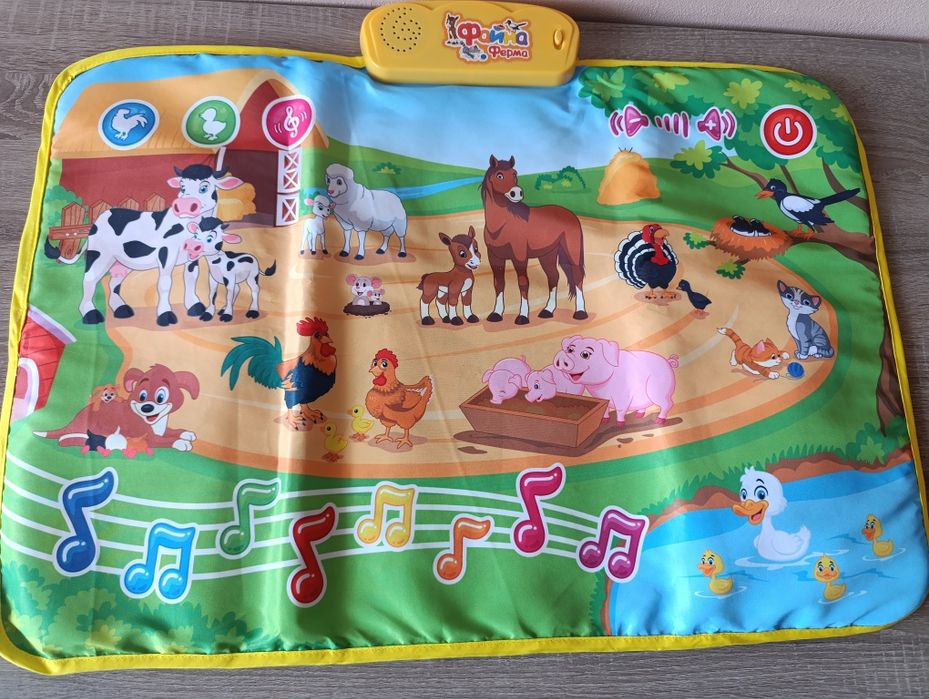 Розвиваючий дитячий килимок файна ферма,по вивченню звуків тварин