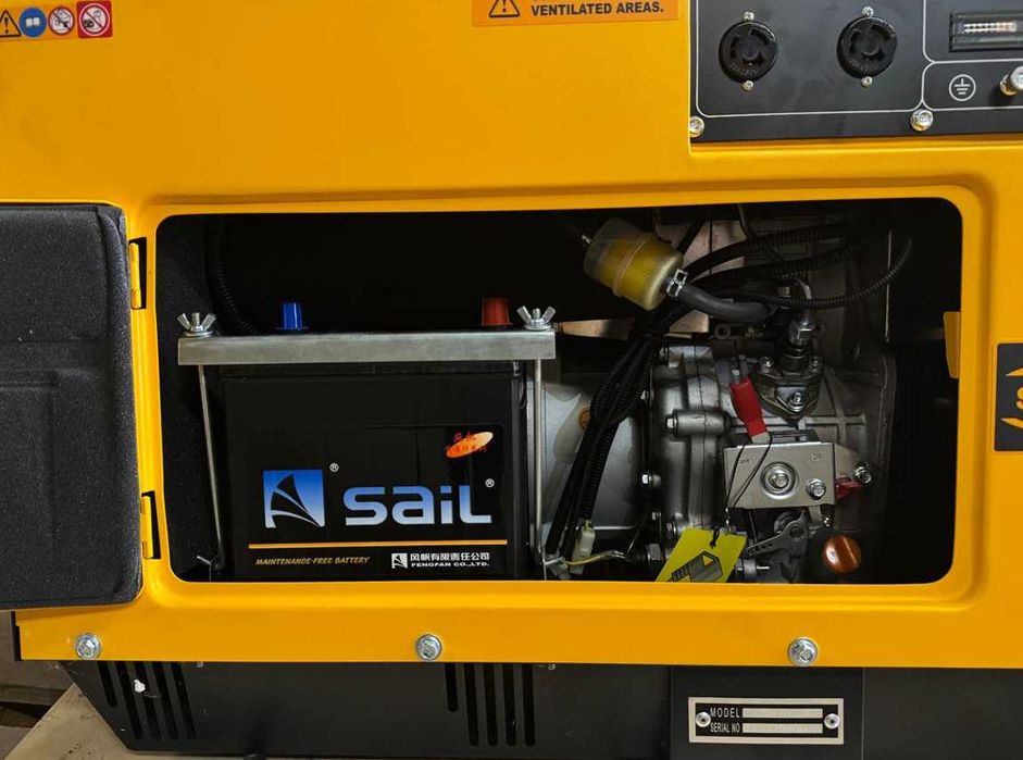 Дизельный генератор 5 кВт AVR, электростартер, закрытый корпус, колеса