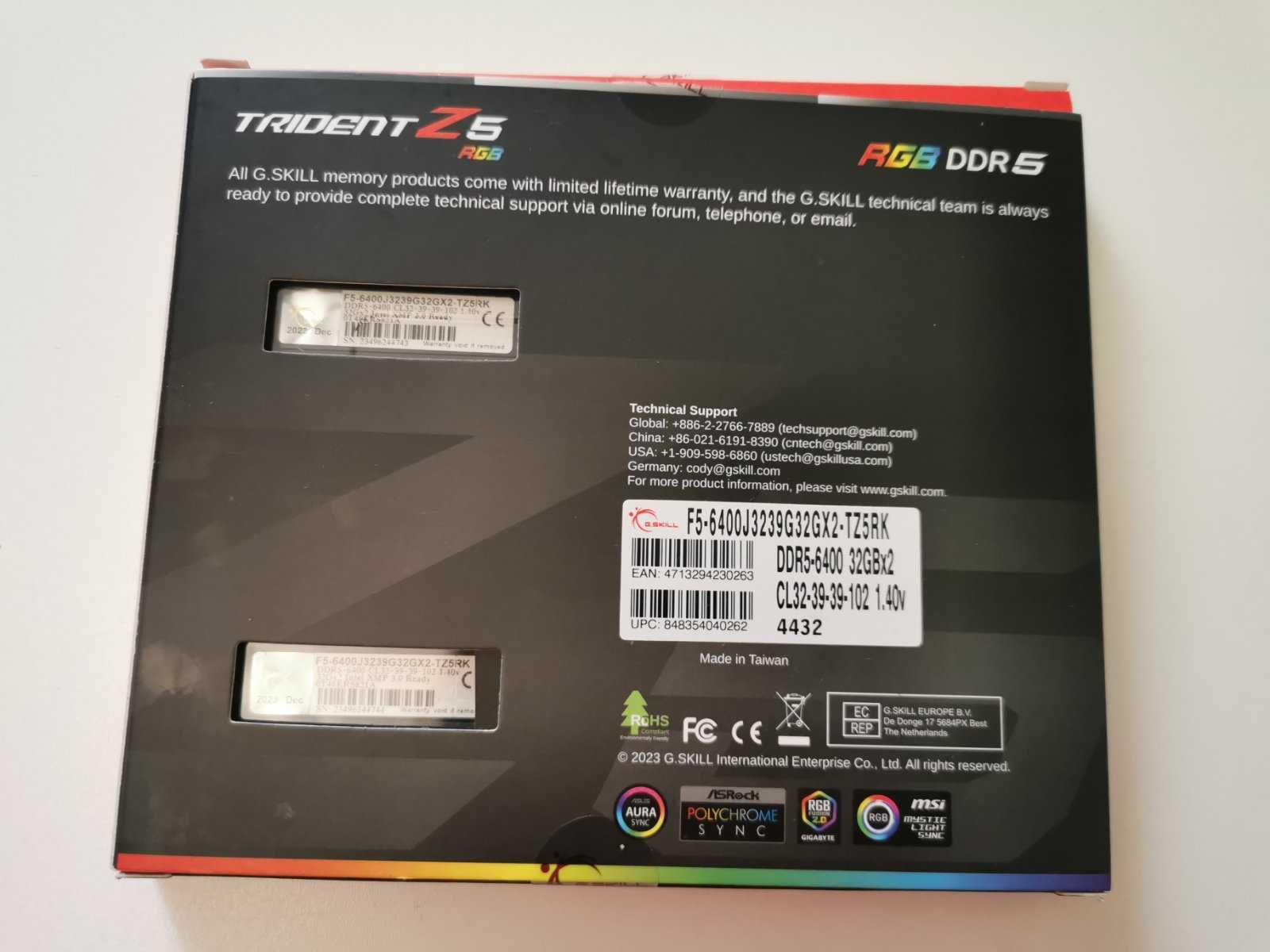 Пам'ять для пк DDR5 64Gb (2x32Gb) 6400 MHz Trident Z5 RGB G.Skill