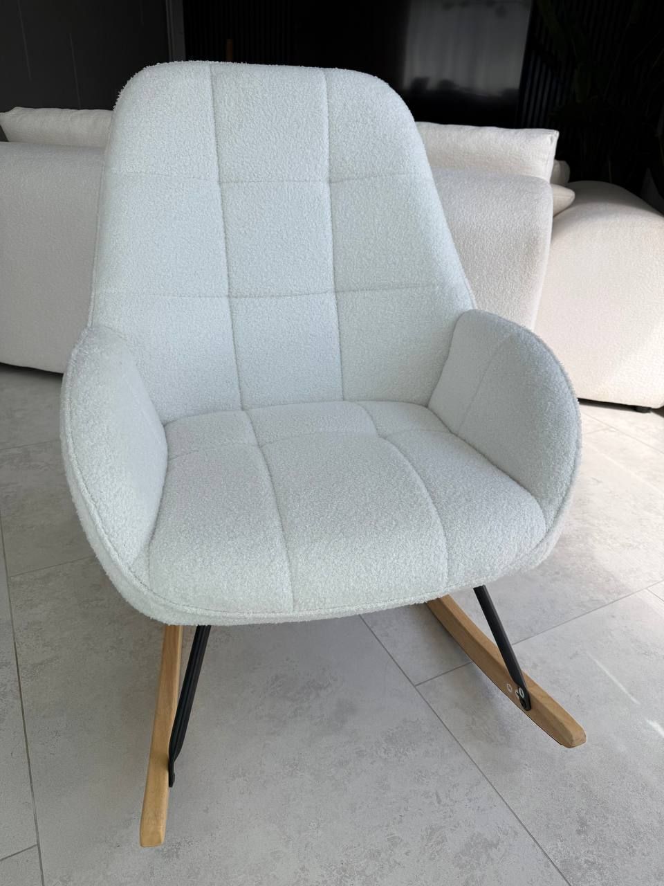 Fotel Bujany, Na Płozach Jasny Beż, Tkanina Boucle Fw2