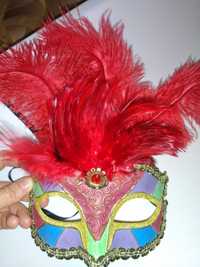 Карнавальная Венецианская маска шикарная с перьями