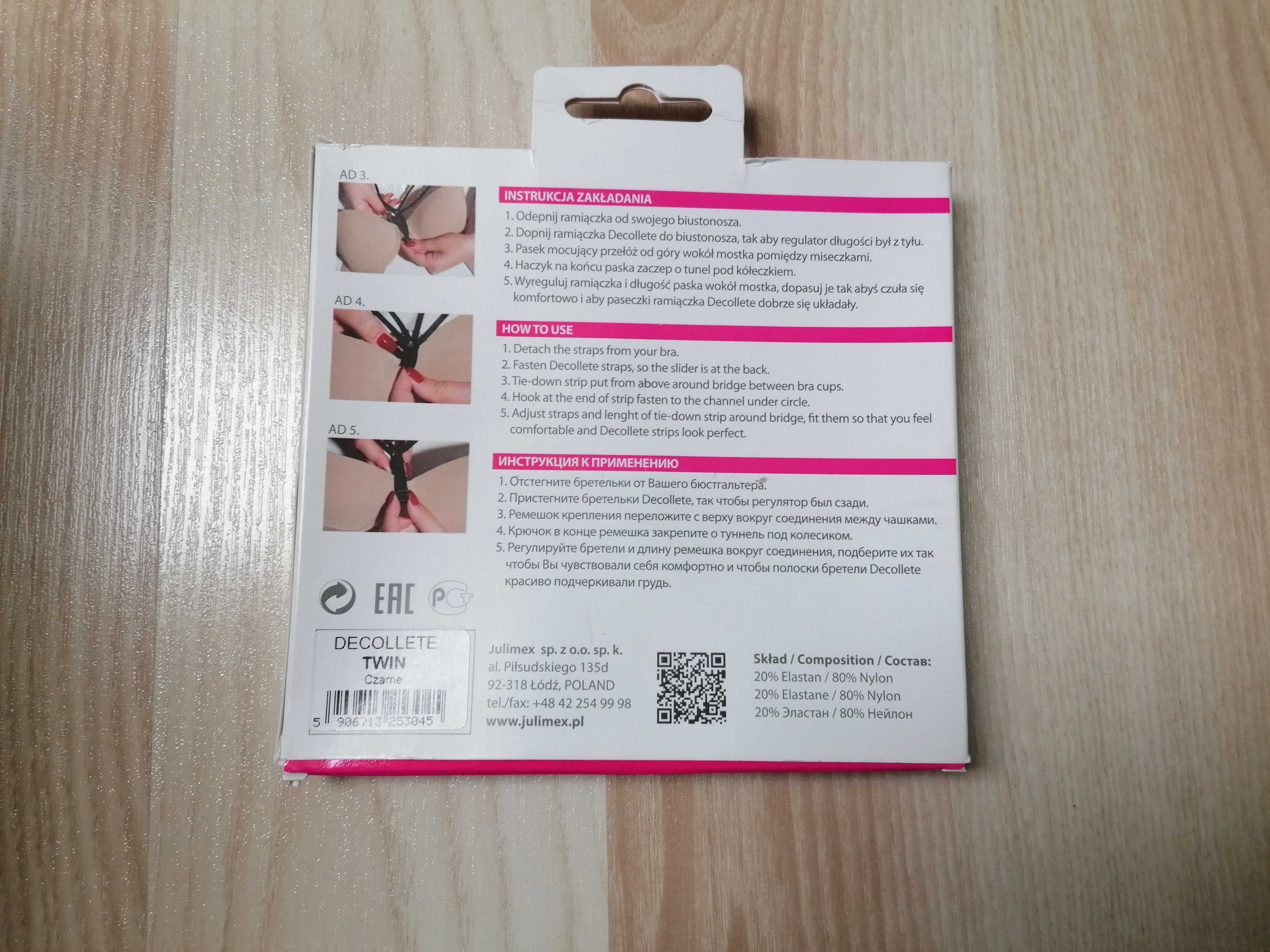 Ramiączka ozdobne Julimex Decollete TWIN Czarne, One size