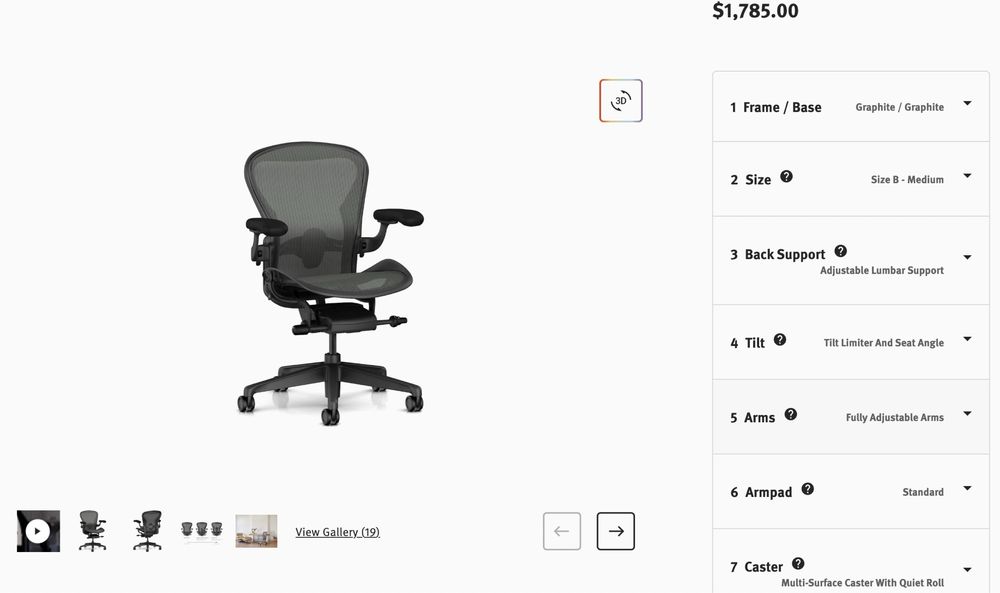 Herman Miller Aeron Remastered Size B крісло офісне