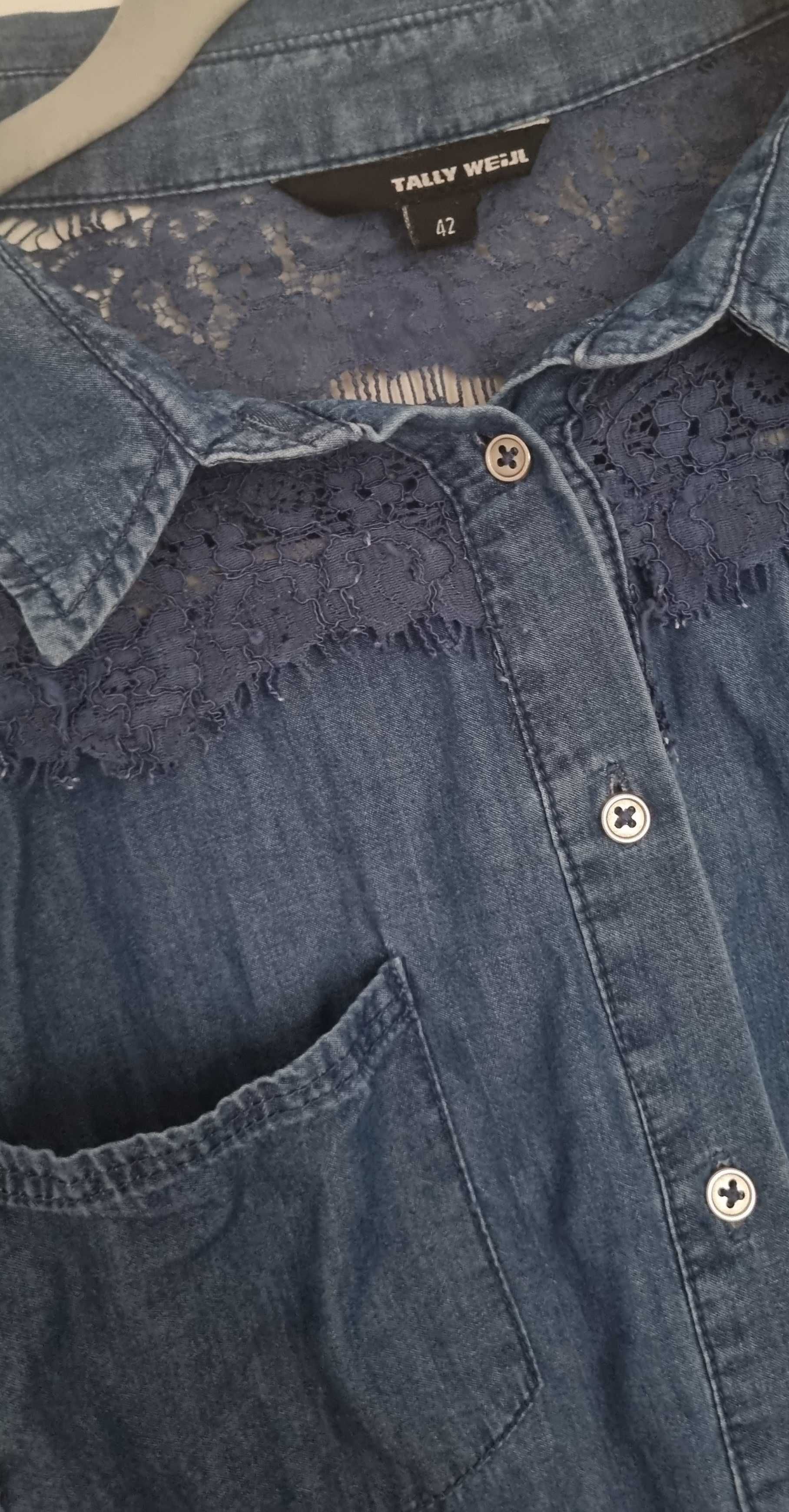 Tally Weijl koszula 42 z koronką niebieska/jeans