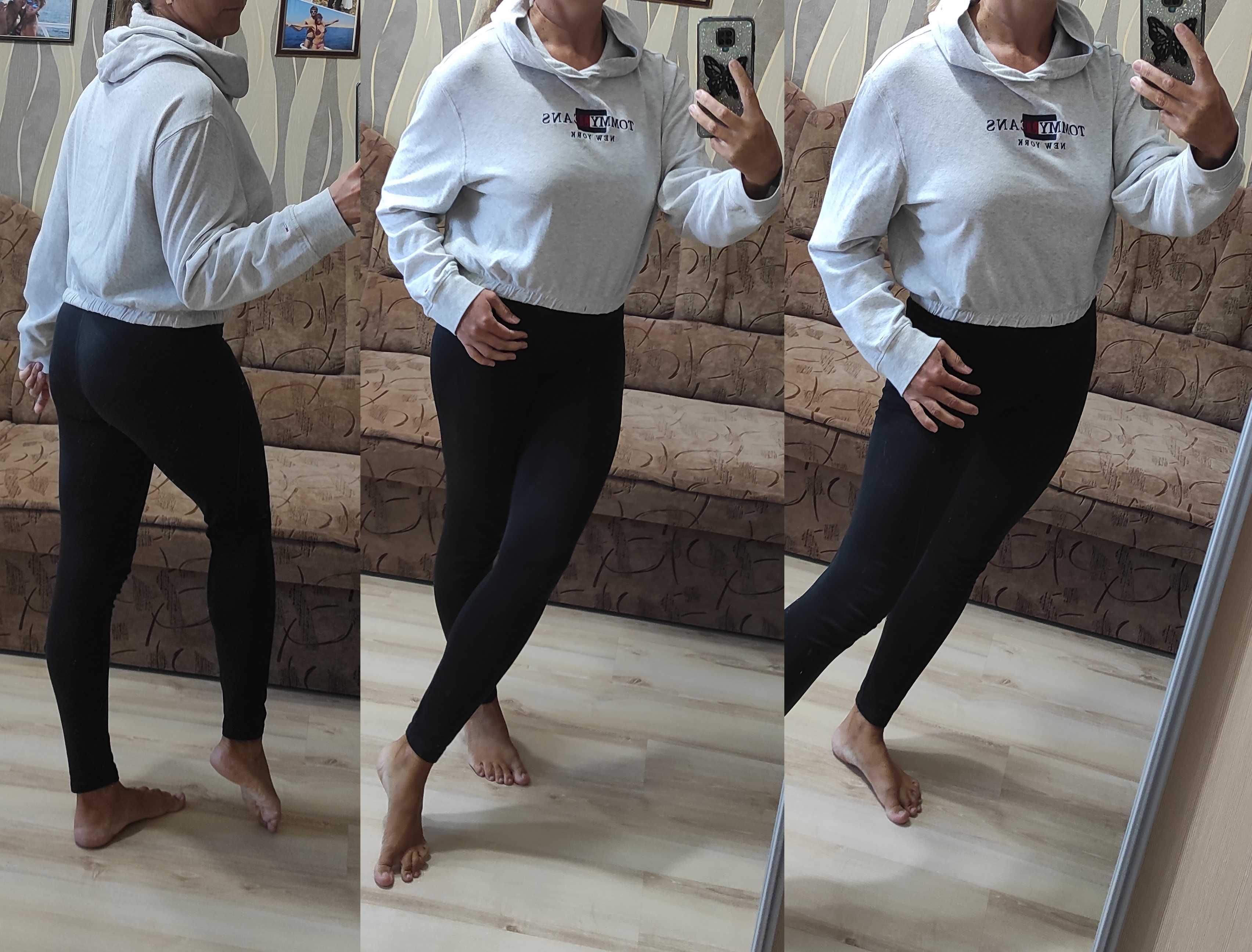 Кроп балахон худи оверсайз Tommy Hilfiger из тонкого коттона