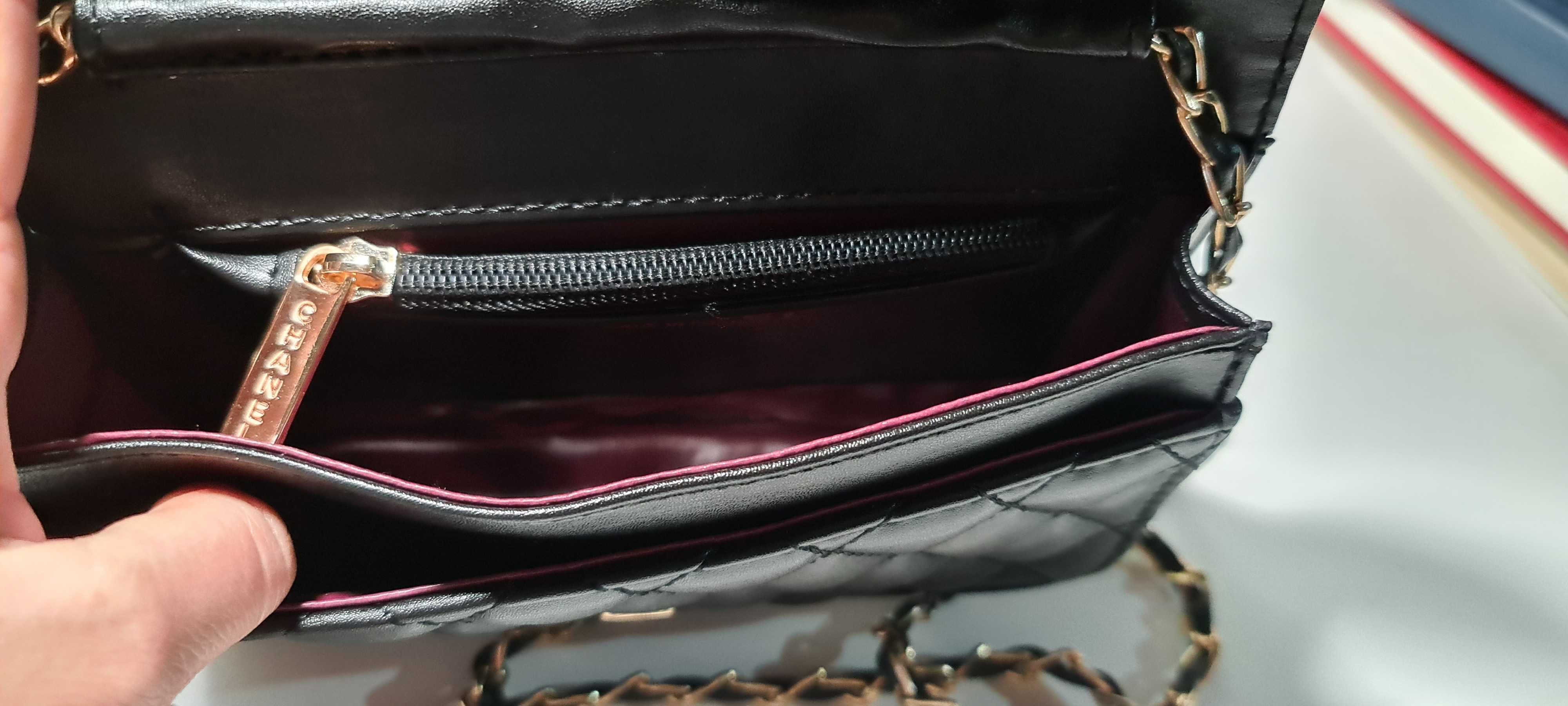 Клатч чорний на ланцюжку в клітинку women bag