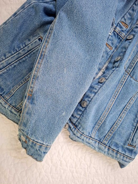 Bershka jeansowa kurtka katana na zimę z barankiem M