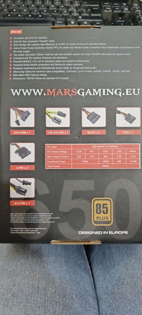 Fonte alimentação Mars Gaming 650W