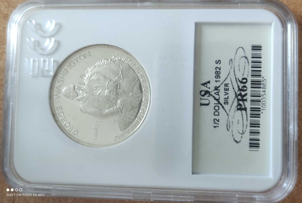 Srebrna kolekcjonerska moneta USA half dollar 1982 srebro ag grading